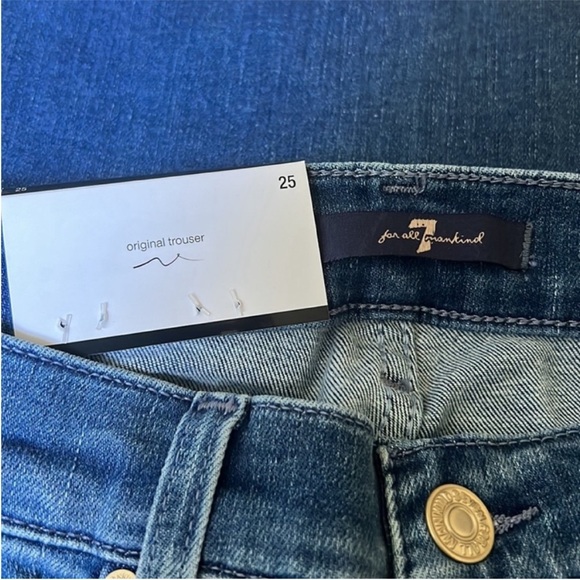 7 For All Mankind Dojo Original Jeans Trouser NWT Size 25 7FAMK Silver Stitching - Picture 6 of 9